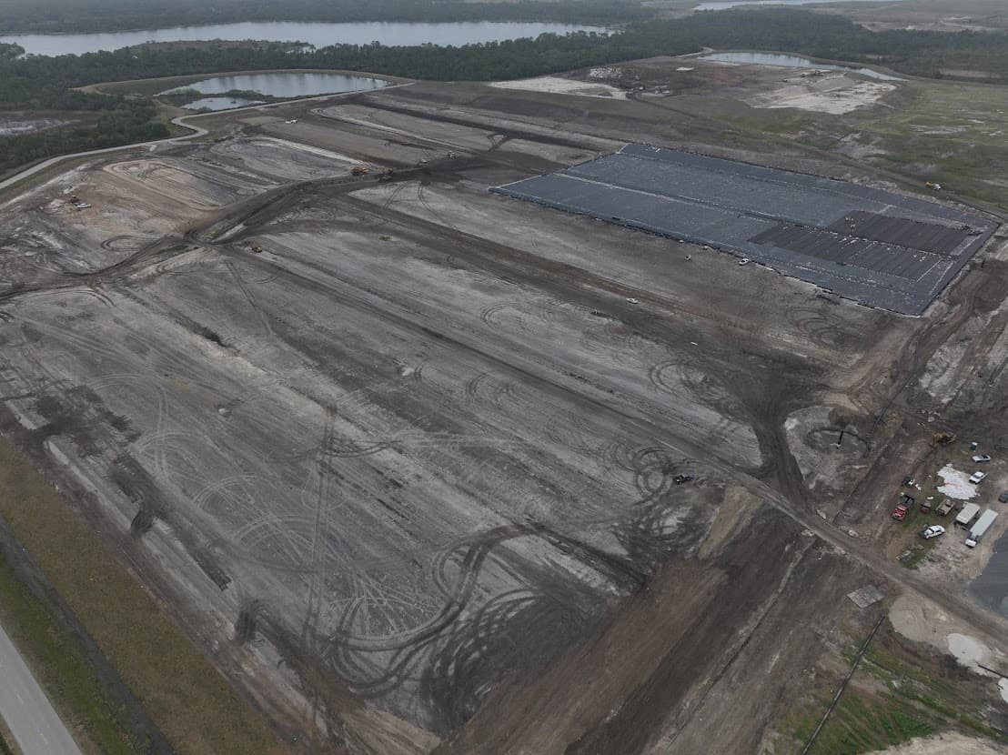 An aerial view of the project during construction