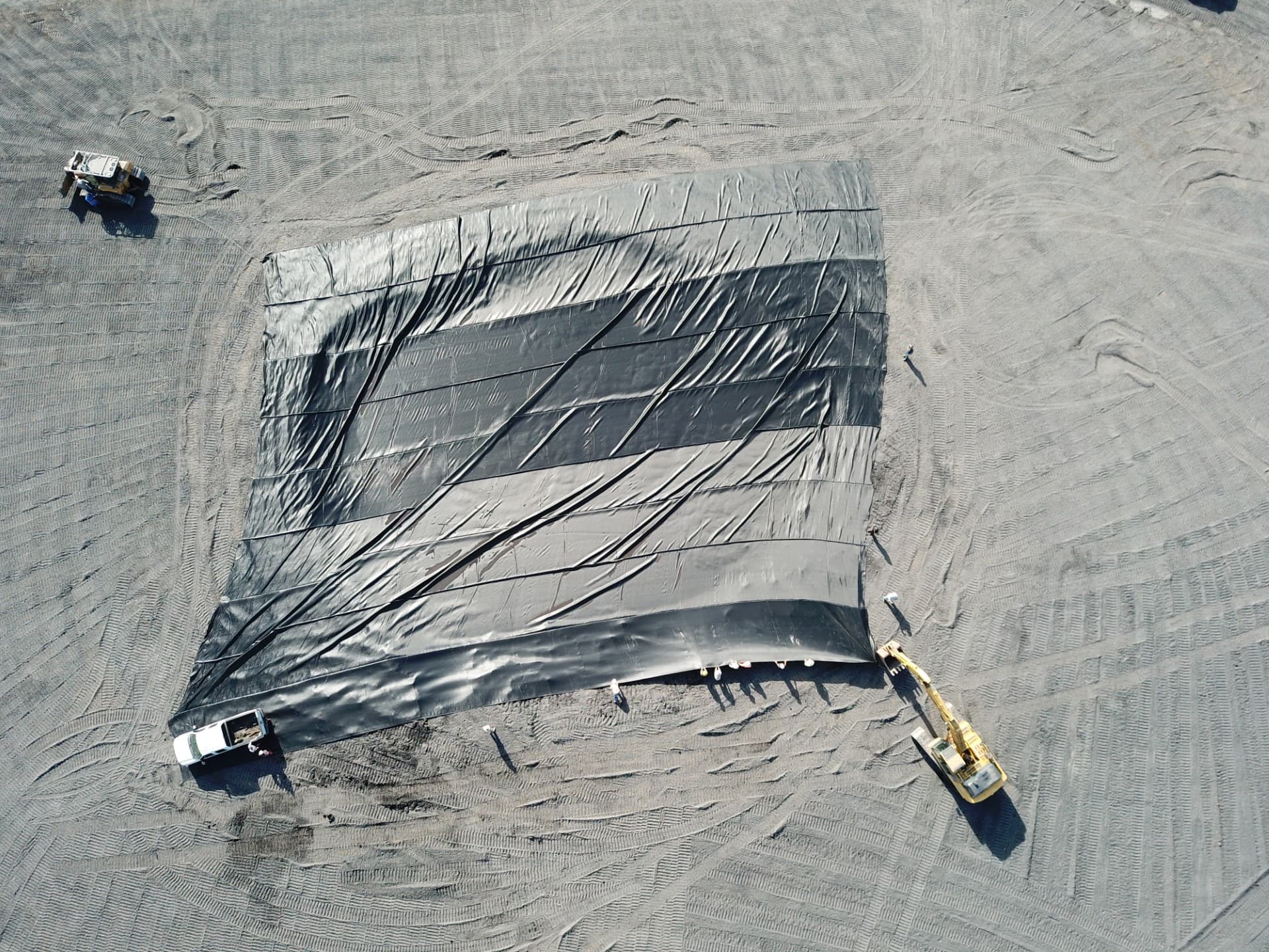 MIRAFI CR440 panel after being deployed over the impoundment.