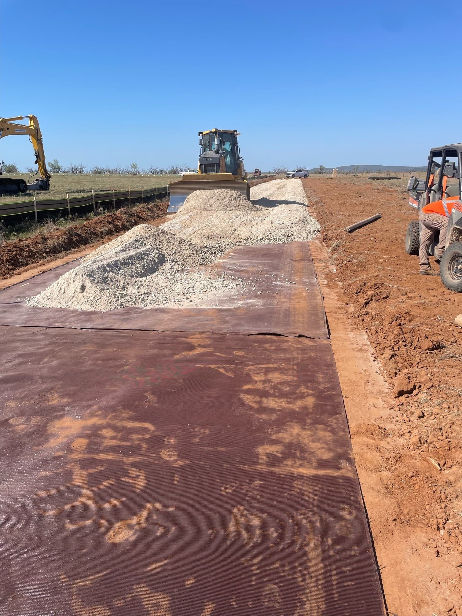 MIRAFI RS380i placed to reinforce access roads over expansive Texas soils.